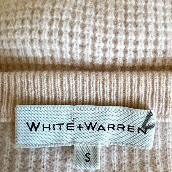 White + Warren Cashmere Waffle Henley Sweater In Pink Sand Size S - Picture 14 of 15